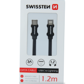 Kábel Swissten opletený USB-C/Lightning 1,2 M čierny