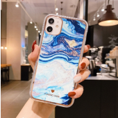 Plastové puzdro na Apple iPhone 12/12 Pro Watercolor modro zlaté