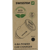 Autonabíjačka SWISSTEN 2x USB 4.8A, 24W Metal Mini - čierna (ECO balenie)