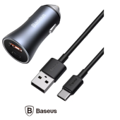 Autonabíjačka BASEUS Contactor Pro Gold 40W + Lightning/USB-C 1.2m sivá
