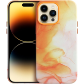 Plastové puzdro na Apple iPhone 14 Pro Max Leather Mag PU Splash oranžové
