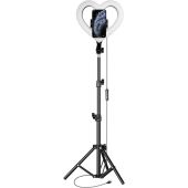 LED Ring Lampa RGB Heart Stream JM26-10, 10", s držiakom na telefón a statívom