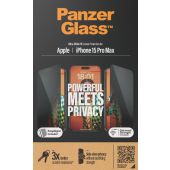 PanzerGlass - Tvrdené sklo UWF Privacy s aplikátorom pre Apple iPhone 15 Pro Max, čierna