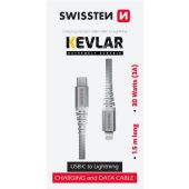 SWISSTEN KEVLAR USB-C/LIGHTNING 3A 60W 1,5m biely