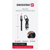 SWISSTEN MAGNETICKÝ KEYCHAIN kábel USB-C/USB-C 9.7cm 60W 3A