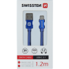 Kábel Swissten USB/USB-C 3.0A 1,2 m modrý
