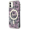 Plastové puzdro Guess na Apple iPhone 11 GUHMN61HCFWSP Flowers IML MagSafe ružové