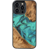 Drevené puzdro na Apple iPhone 14 Pro Max Bewood Unique Turquoise Wood and Resin tyrkysovo-čierne