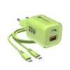 Nabíjačka Forcell F-Energy GaN III (USB-C,USB-A)PD;QC4.0 33W  Plus USB-C kábel - limetková