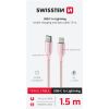 SWISSTEN TEXTILE II USB-C/Lightning 30W 3A 1,5m ružový