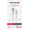 SWISSTEN TEXTILE II USB-A/Lightning 30W 3A 1,5m ružový