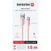 SWISSTEN TEXTILE II USB-A/USB-C 60W 3A 1,5m ružový