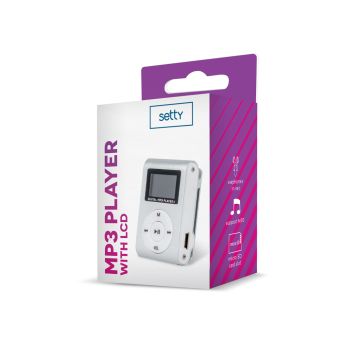 SETTY MP3 prehrávač s LCD + slúchadlá strieborný