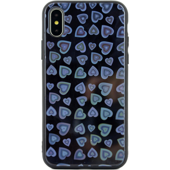 Plastové puzdro na Samsung Galaxy A6 Plus 2018 Heart Glass čierne