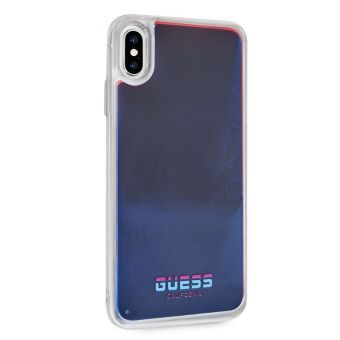 Plastové puzdro Guess na Apple iPhone XS Max GUHCI65GLCRE Glow in The Dark červeno-modré
