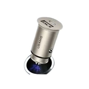 USAMS CC097 QC4.0 PD 3.0 USB autonabíjačka strieborná