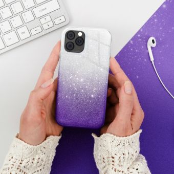 Silikónové puzdro na Apple iPhone 12 Pro Max Forcell SHINING strieborno fialové 