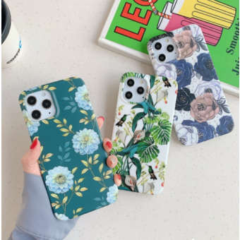 Silikónové puzdro na Apple iPhone 12/12 Pro Retro Flowers zelené