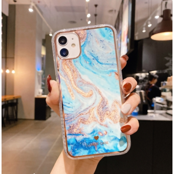 Plastové puzdro na Apple iPhone 12/12 Pro Watercolor zlato modré