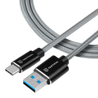 Kábel Tactical Fast Rope Aramid 022, USB-A na USB-C 15W 5V/3A, 1m, sivý