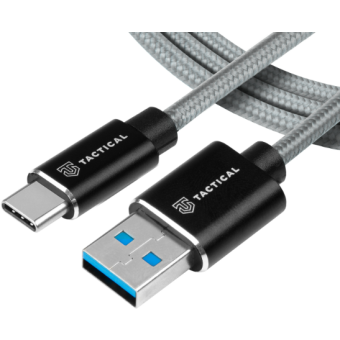Kábel Tactical Fast Rope Aramid 022, USB-A na USB-C 15W 5V/3A, 1m, sivý