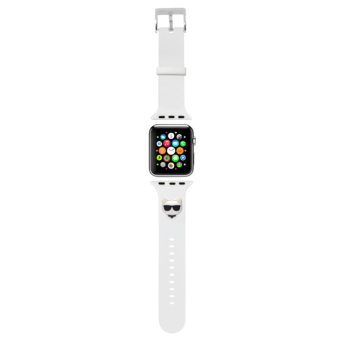 Náhradný remienok na Apple Watch 42/44mm Karl Lagerfeld KLAWLSLCW Choupette Head biely 