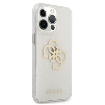 Silikónové puzdro Guess na Apple iPhone 13 Pro GUHCP13LPCUGL4GTR Big 4G Full Glitter transparentné