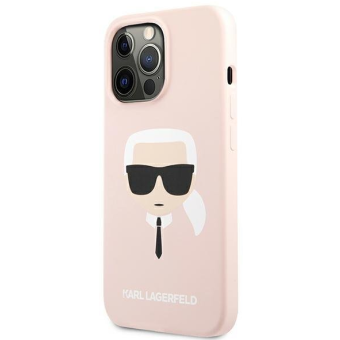 Silikónové puzdro Karl Lagerfeld na Apple iPhone 13 Pro KLHCP13LSLKHPI Liquid Karl Head ružové