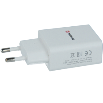 Nabíjačka Swissten SMART IC 2xUSB 2,1A POWER + kábel USB/Lightning,1.2 m biela