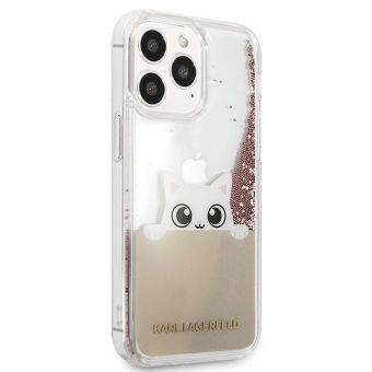 Plastové puzdro Karl Lagerfeld na Apple iPhone 13 Pro Max KLHCP13XPABGNU Liquid Glitter Peek and Boo ružové