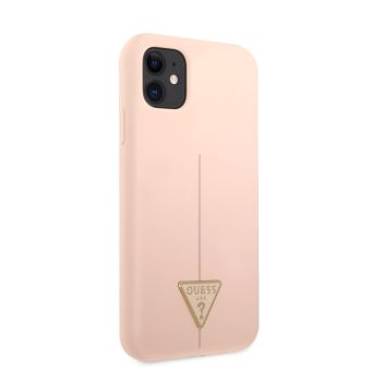 Silikónové puzdro Guess na Apple iPhone 11 GUHCN61SLTGP Silicone Line Triangle ružové