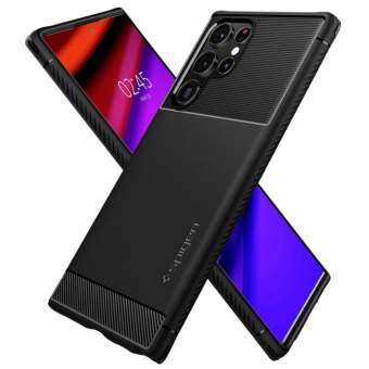 Odolné puzdro na Samsung Galaxy S22 Ultra 5G Spigen Rugged Armor čierne