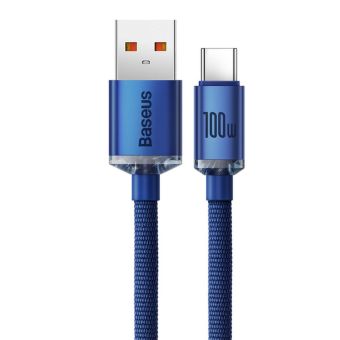 Kábel Baseus Crystal Shine CAJY000503, USB to Type C PD100W, 2m, modrý