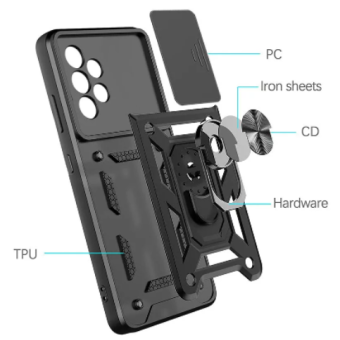 Odolné puzdro na Poco X4 Pro 5G Tech-protect Camshield Ring Armor čierne