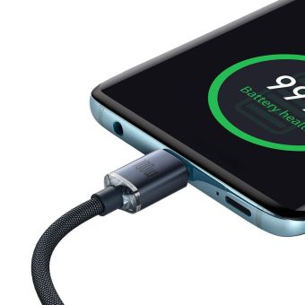 Baseus Crystal Shine CAJY000601, USB-C na USB-C PD100W Power Delivery, 1,2m, čierny