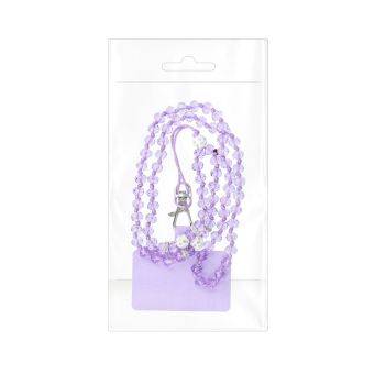 CRYSTAL DIAMOND pendant for the phone 74cm (37cm in the loop) purple