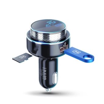 3MK Hyper Car FM Transmitter 30W, 2xUSB-A LED, MicroSD, Voltmeter