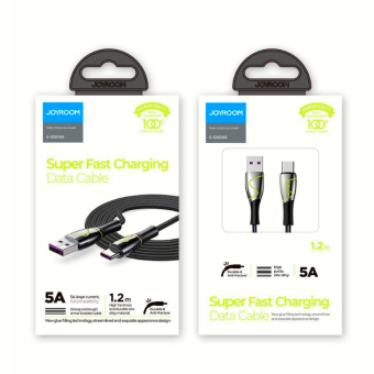 Kábel Joyroom Mermaid opletený USB/USB-C 5A 1,2m, čierny