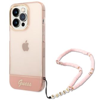 Kryt na Apple iPhone 14 Pro Guess Camera Outline Translucent s pútkom GUHCP14LHGCOHP ružové