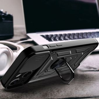 Odolné puzdro na Apple iPhone XR Camshield Ring Armor čierne