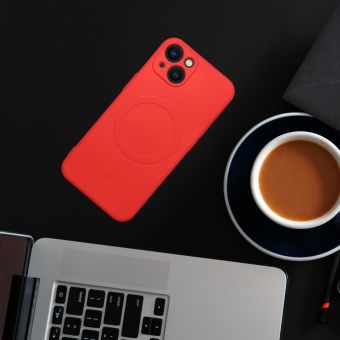 Silikónové puzdro na Apple iPhone 14 Silicone Mag Cover červené