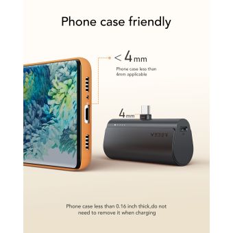 Power Bank VEGER PlugOn - 5000mAh with built for Type C PD20W black (W0556P)