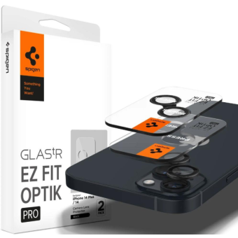Tvrdené sklo na fotoaparát na Apple iPhone 14/14 Plus Spigen Optik.TR Ez Fit Pro čierne (2ks)