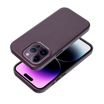 Plastové puzdro na Apple iPhone 14 Leather Mag fialové