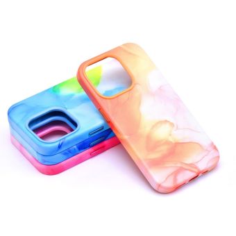 Plastové puzdro na Apple iPhone 14 Pro Leather Mag PU Splash oranžové