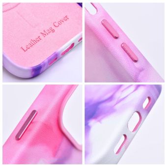 Plastové puzdro na Apple iPhone 14 Pro Leather Mag PU Splash fialové