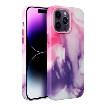 Plastové puzdro na Apple iPhone 14 Pro Max Leather Mag PU Splash fialové