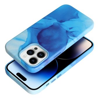 Plastové puzdro na Apple iPhone 14 Pro Max Leather Mag PU Splash modré