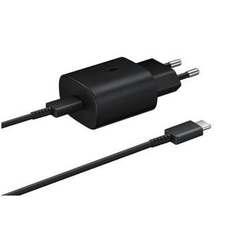 Samsung EP-TA800EWE + EP-DA705BBE 25W, USB-C/USB-C, nabíjačka s káblom, čierna (Bulk)