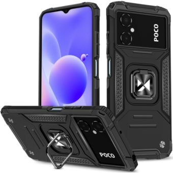 Odolné puzdro na Xiaomi Redmi 10 5G/Poco M4 5G Ring Armor Rugged čierne